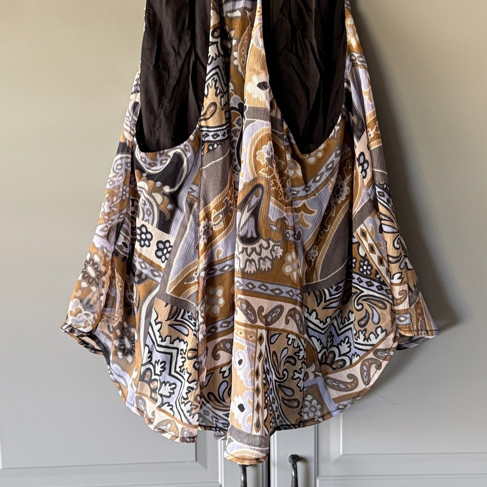 Free People Strawberry Retro Paisley Print Racerback Tank Top, Brown Blue, XS - Picture 8 of 13